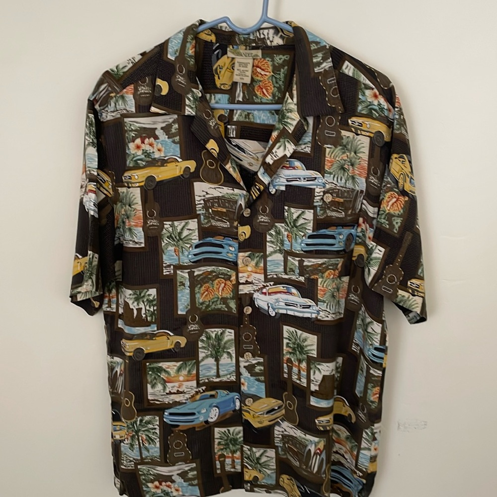 Men’s Hawaiian Shirt M Guitars and Cars